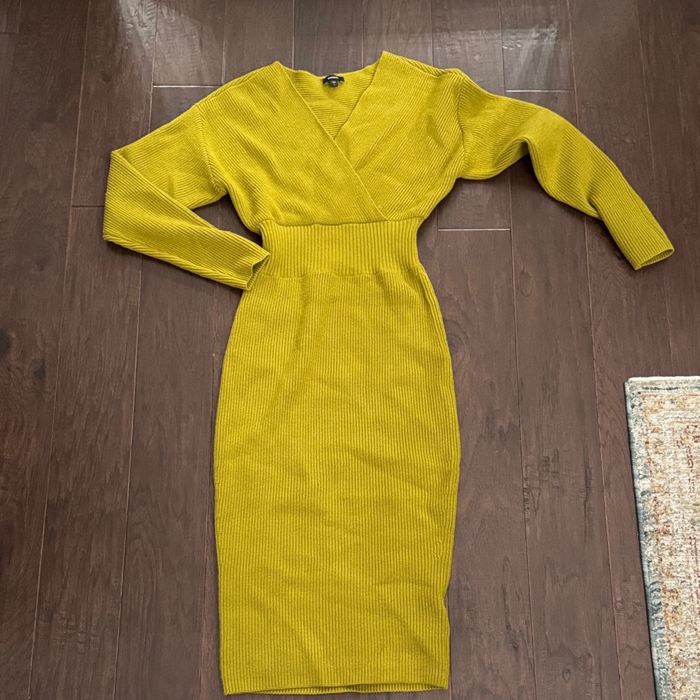 Express Mustard Long Sleeve Dress